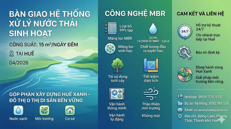 Nghiệm thu Hệ thống Xử lý Nước thải Sinh hoạt tại Huế 2026
